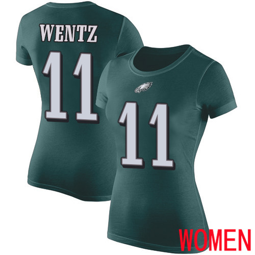 Women Philadelphia Eagles #11 Carson Wentz Green Rush Pride Name and Number NFL T Shirt->youth nfl jersey->Youth Jersey